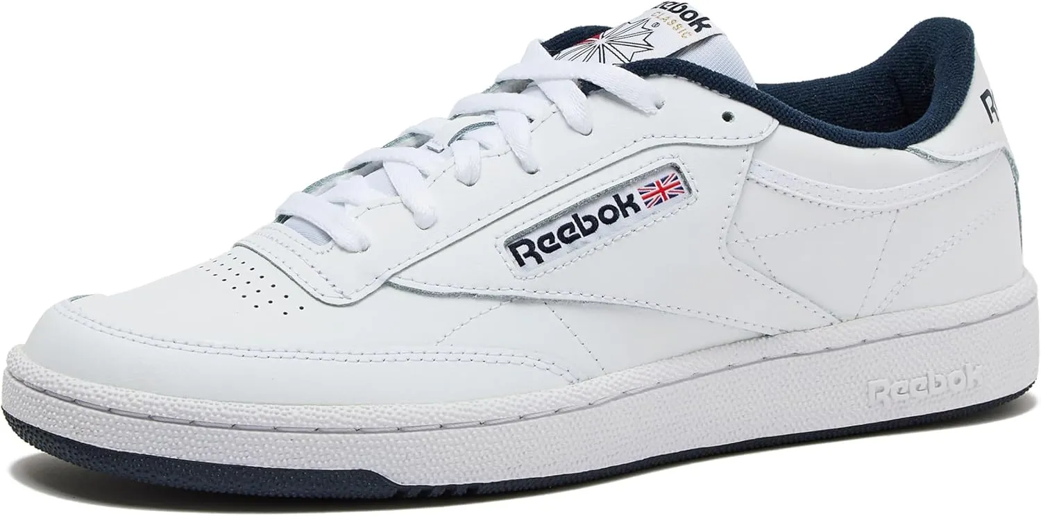 Reebok Men's Club C 85 Tennis Sneaker, White/Navy Blue, 5