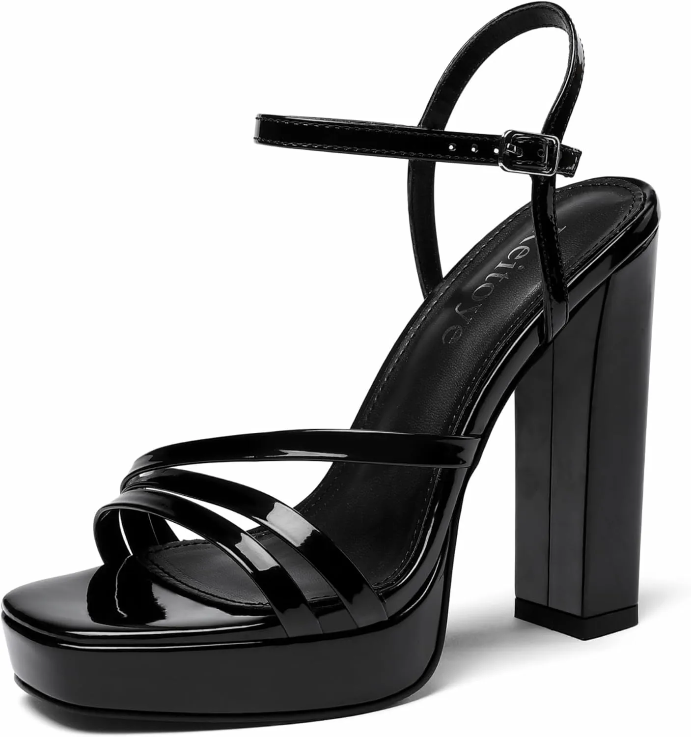 Reitoye Women's Open Toe Platform Heeled Sandals Chunky Heel Ankle Strap Party High Heels