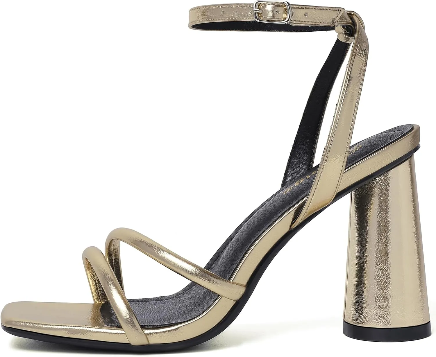 RIBONGZ Block Heels Prom Heeled Sandals for Women Chunky Square Open Toe Strappy High Heels Ankle Strap Wedding Bridal Shoes High Heel Sandals for Party Dress