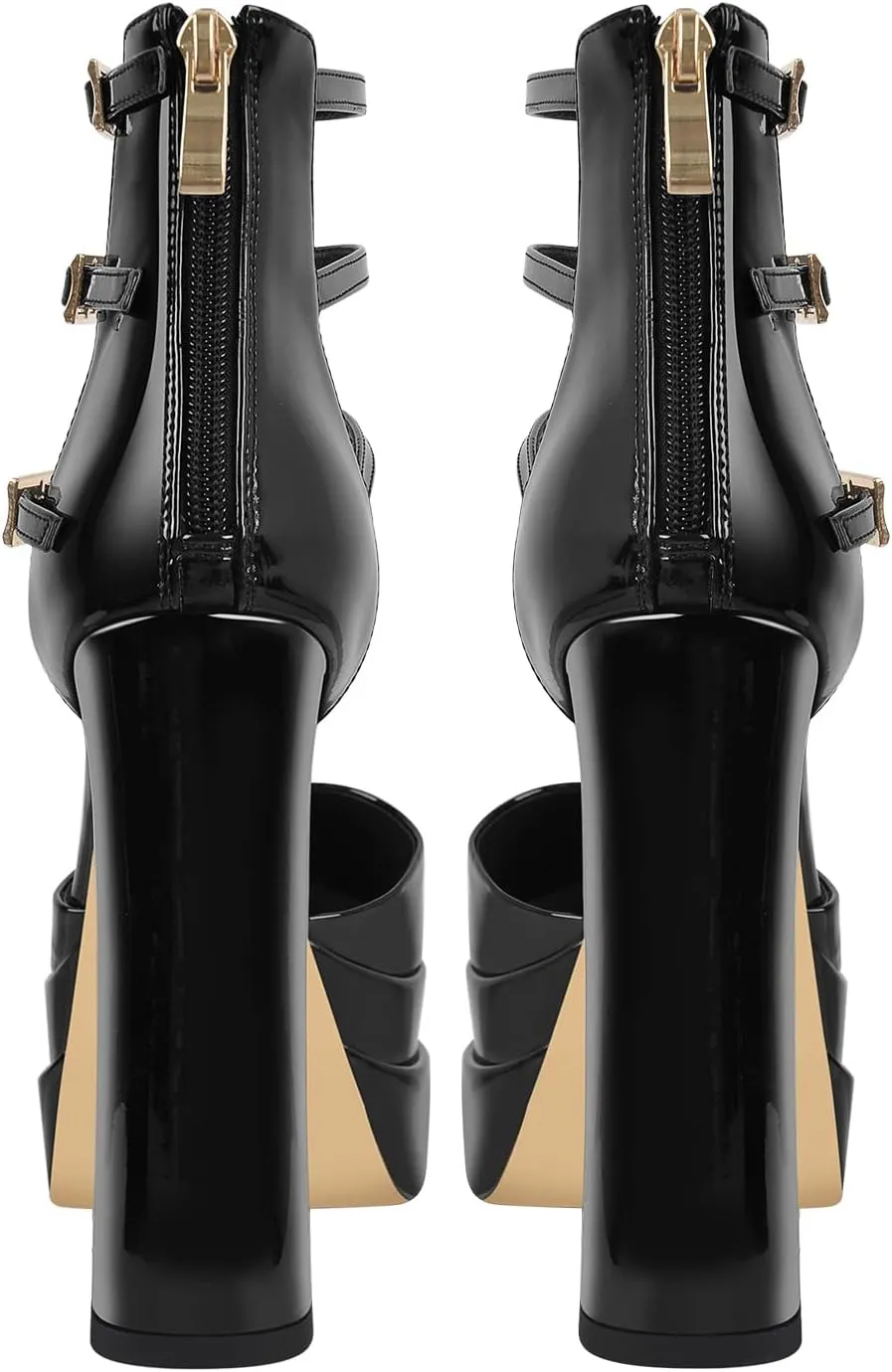 richealnini Chunky Platform Heels for Women Ankle Buckle Strap Pumps Block High Heels Sandals