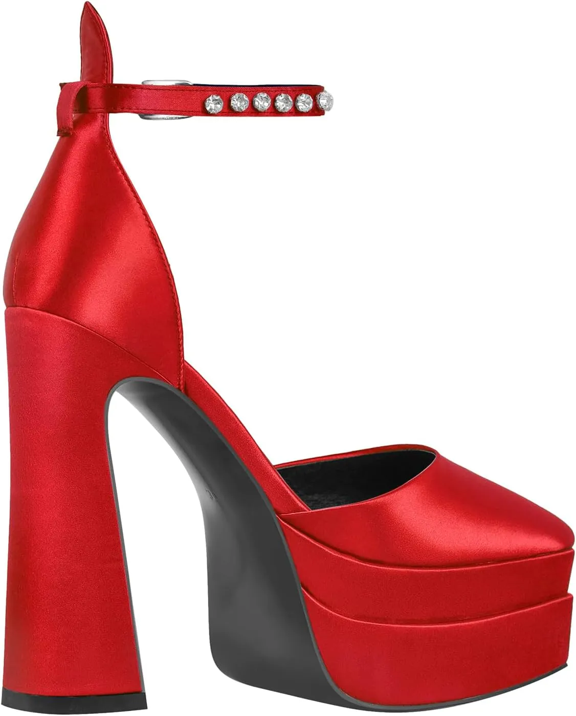 richealnini Chunky Platform Heels for Women Ankle Buckle Strap Pumps Block High Heels Sandals
