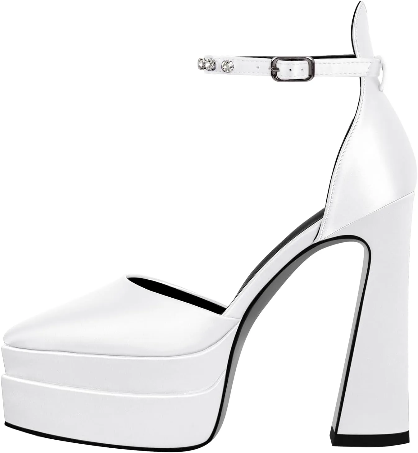 richealnini Chunky Platform Heels for Women Ankle Buckle Strap Pumps Block High Heels Sandals