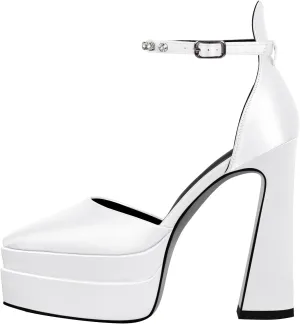 richealnini Chunky Platform Heels for Women Ankle Buckle Strap Pumps Block High Heels Sandals