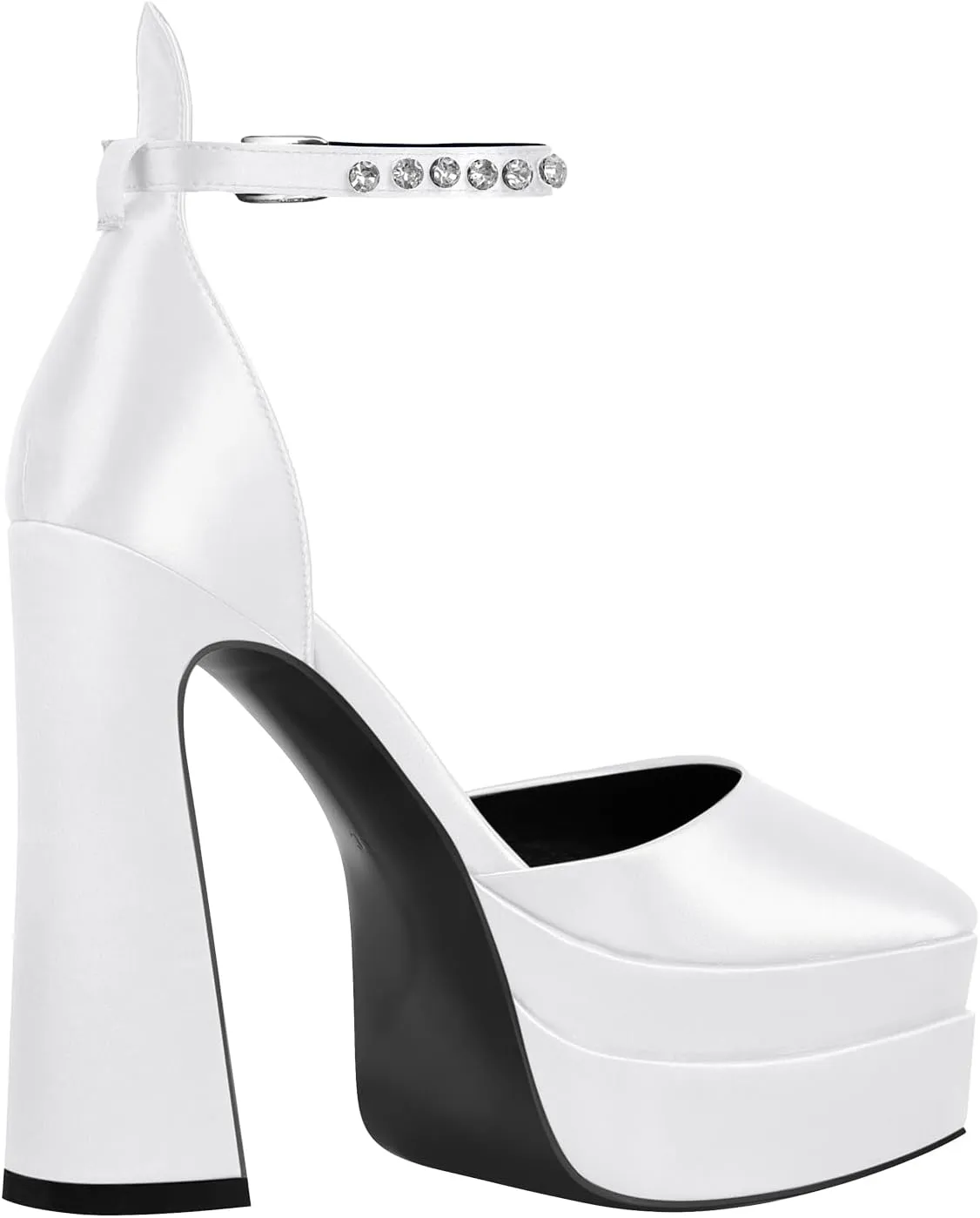 richealnini Chunky Platform Heels for Women Ankle Buckle Strap Pumps Block High Heels Sandals