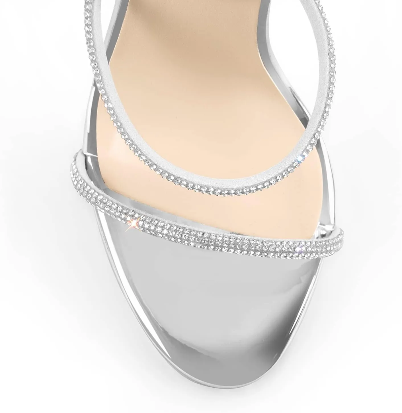 richealnini Rhinestone Stiletto Heels Sandals for Women Crystal Straps Buckle Up Party Dress