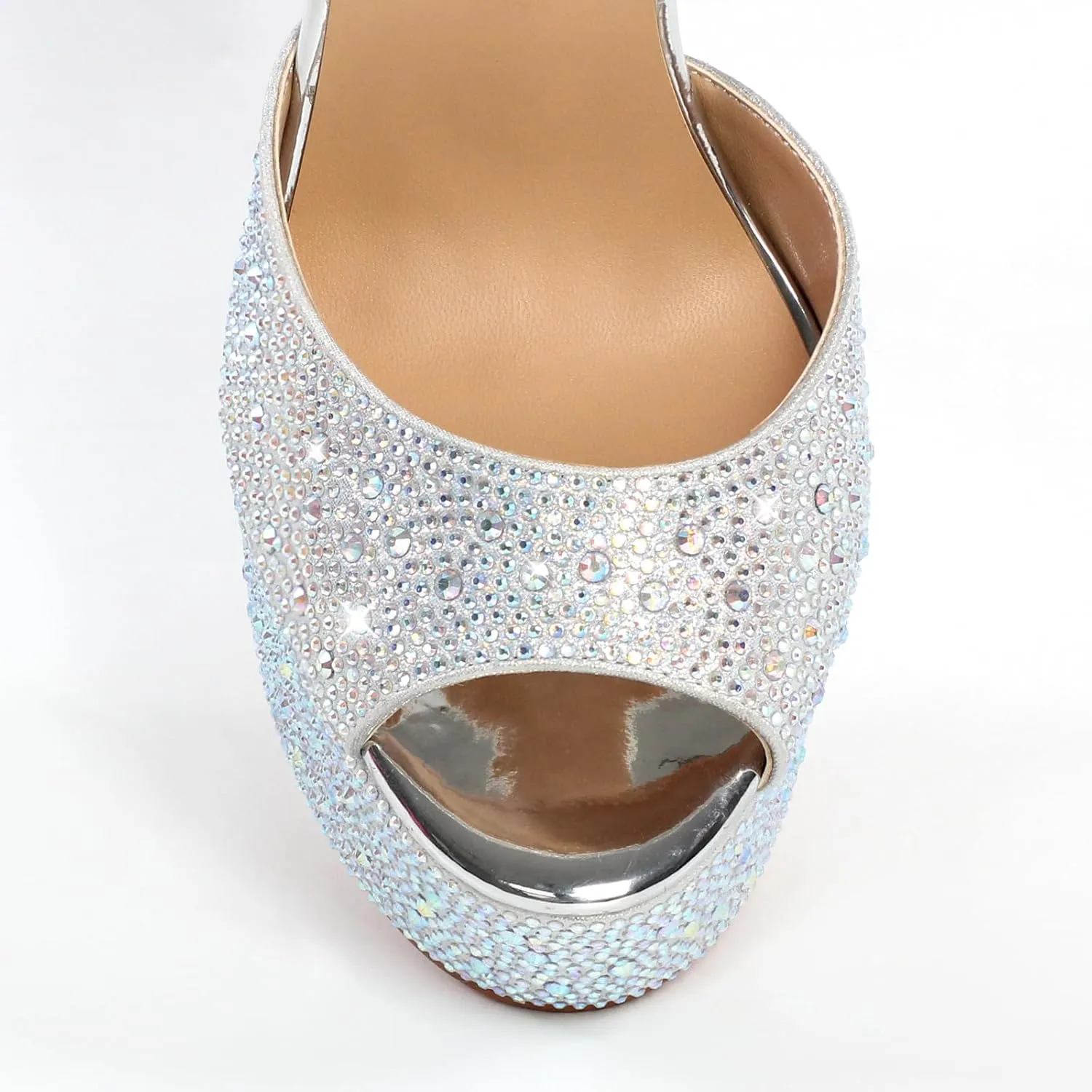 richealnini Women's Platform Sandals with Buckle Rhinestone Diamond Heel Sexy Super High Stiletto Heels