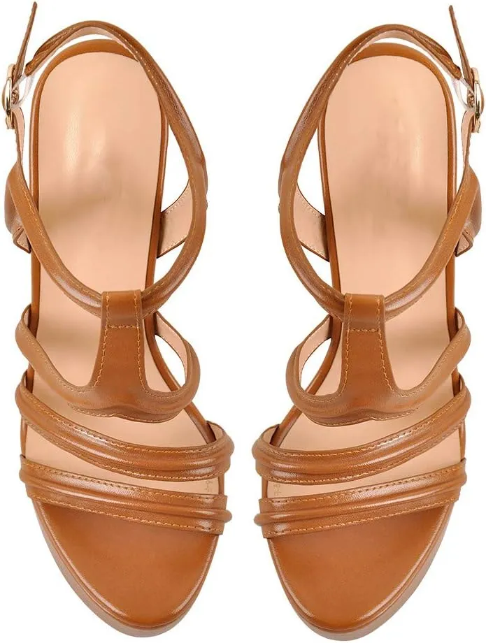 richealnini Women's Sexy Crisscross Strappy Sandals with Adjustable Buckle Platform Stiletto High Heels
