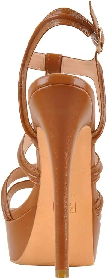 richealnini Women's Sexy Crisscross Strappy Sandals with Adjustable Buckle Platform Stiletto High Heels