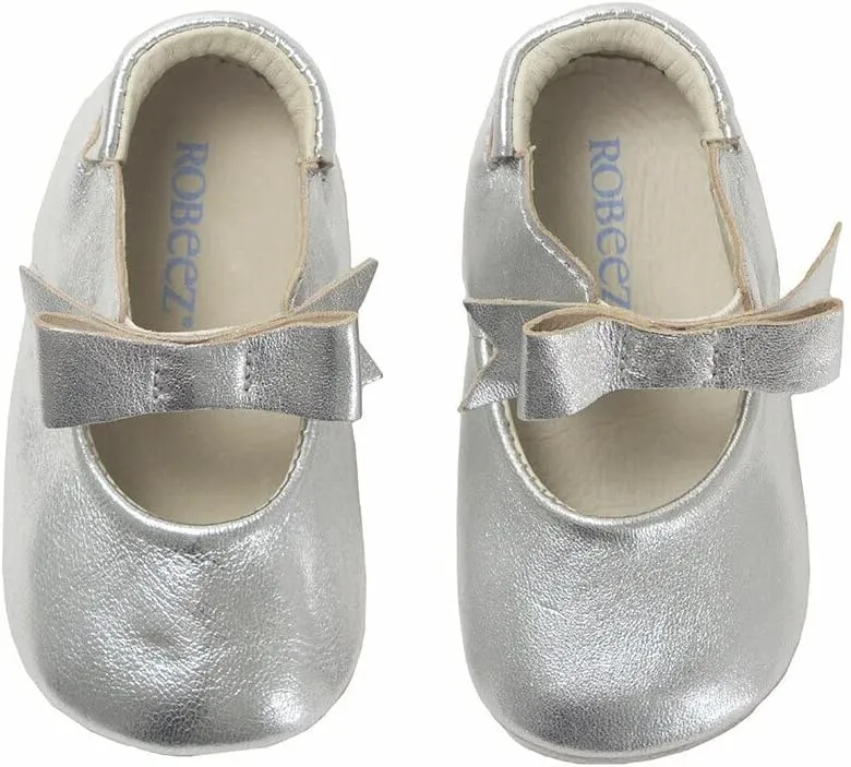 Robeez Sofia Silver First Kick Baby Shoe 6-9mo