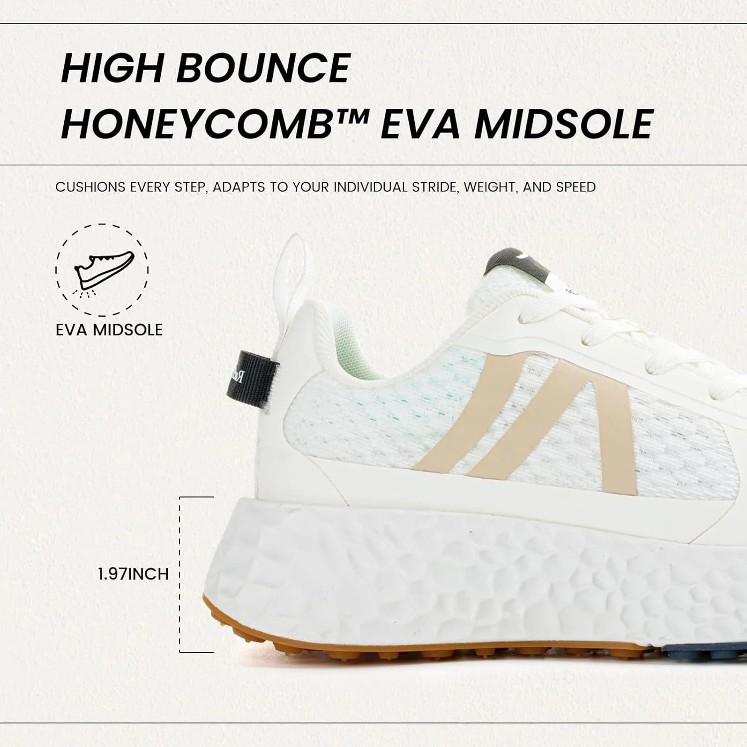 Rosella Carlie White Sneakers for Women - Women's Fashion Sneakers with Honeycomb EVA Midsole - Lightweight Stylish Patchwork Casual Platform Lace Up Tennis Gym Workout Walking Runing Shoes