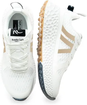 Rosella Carlie White Sneakers for Women - Women's Fashion Sneakers with Honeycomb EVA Midsole - Lightweight Stylish Patchwork Casual Platform Lace Up Tennis Gym Workout Walking Runing Shoes