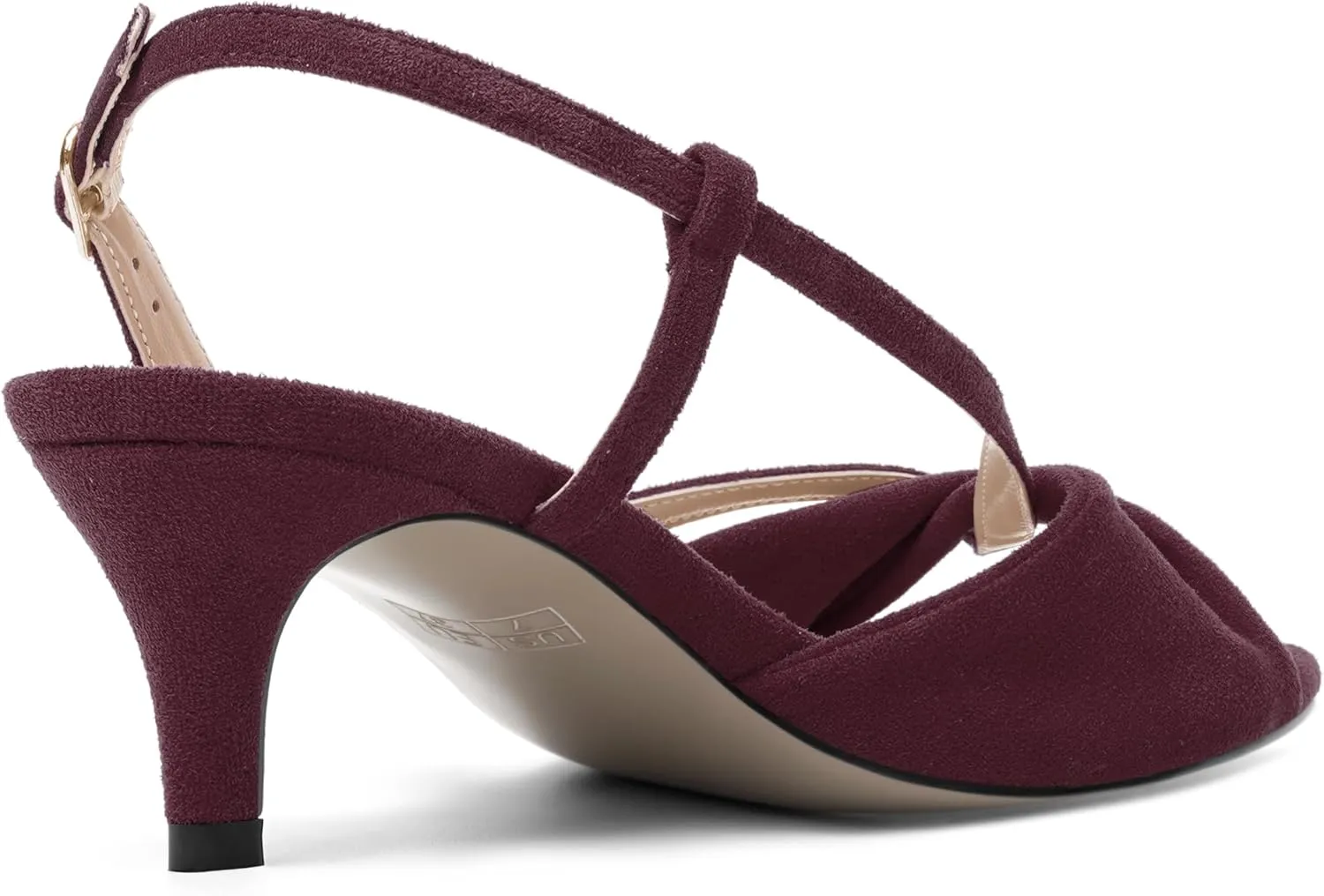 ROSERWISH Womens Suede Dating Fashion Open Toe Dress Slingback Buckle Kitten Low Heel Heeled Sandals 2 Inch