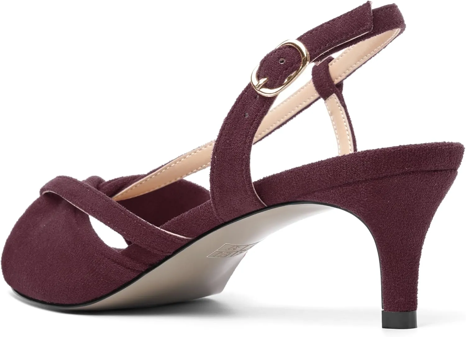 ROSERWISH Womens Suede Dating Fashion Open Toe Dress Slingback Buckle Kitten Low Heel Heeled Sandals 2 Inch