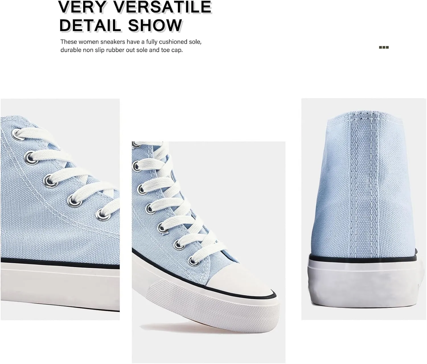 rosyclo Women's High Top Canvas Sneakers Fashion Lace-up Classic Casual Walking Shoes