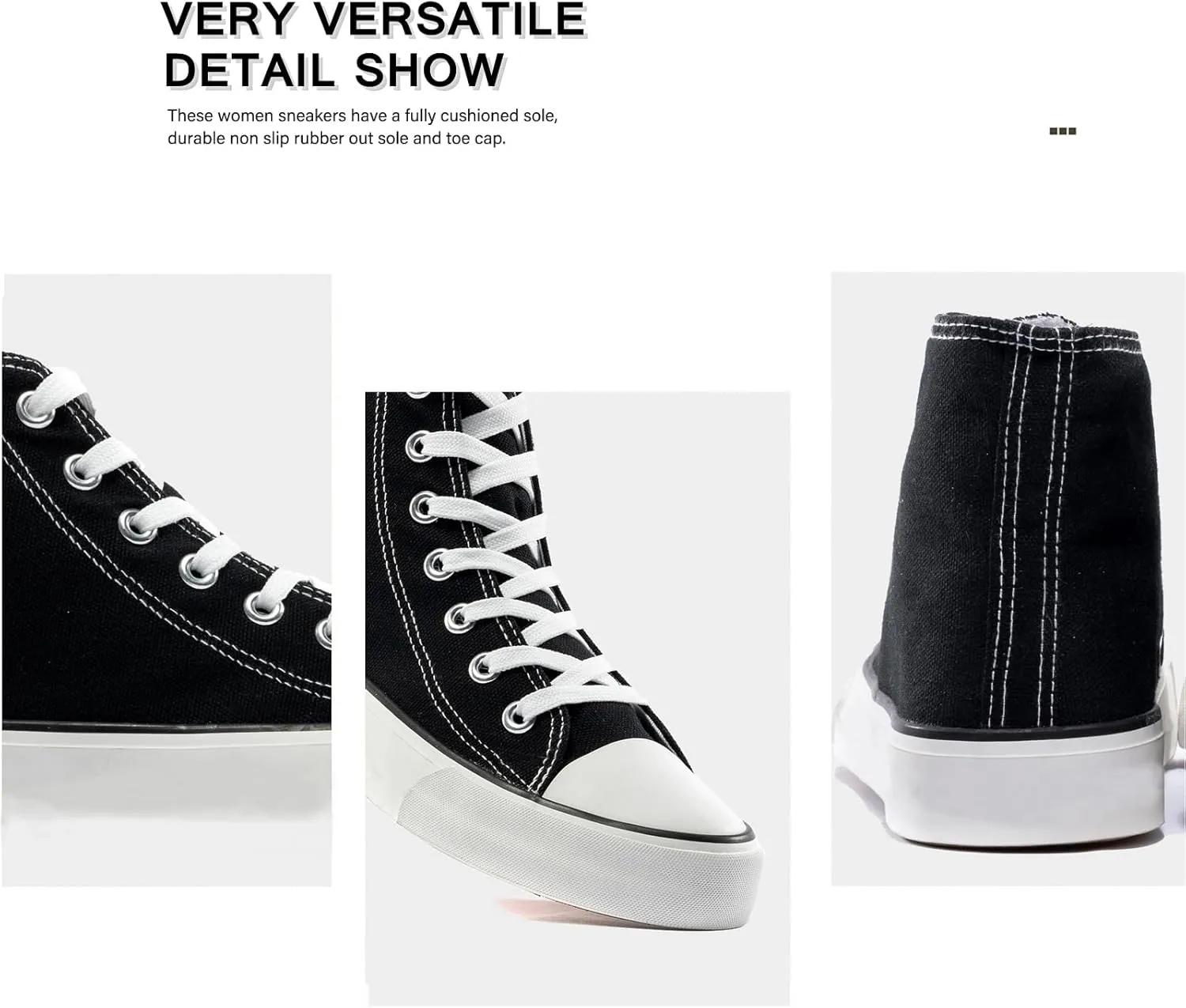 rosyclo Women's High Top Canvas Sneakers Fashion Lace-up Classic Casual Walking Shoes