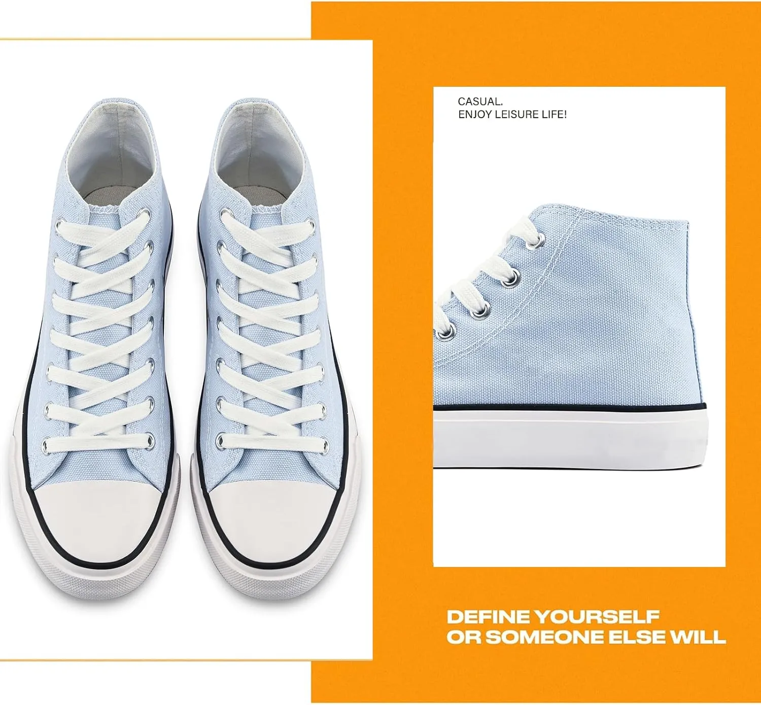 rosyclo Women's High Top Canvas Sneakers Fashion Lace-up Classic Casual Walking Shoes