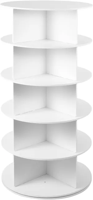 Rotating Shoe Tower - White 5 Tier Shoe Display Shelf | Freestanding Sneaker Rack, Revolving Household Storage for Garage, Doorway, Hallway