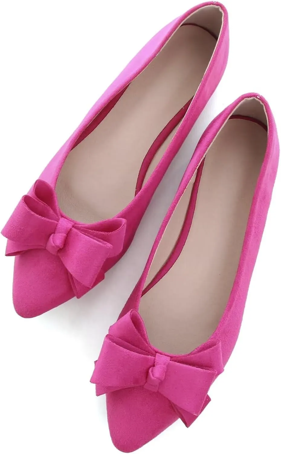 SAILING LU Womens Pointed Toe Ballet Flats Cute Bow-Knot Comfortable Loafers Formal Business Suede Slip On Dressy Walking Shoes