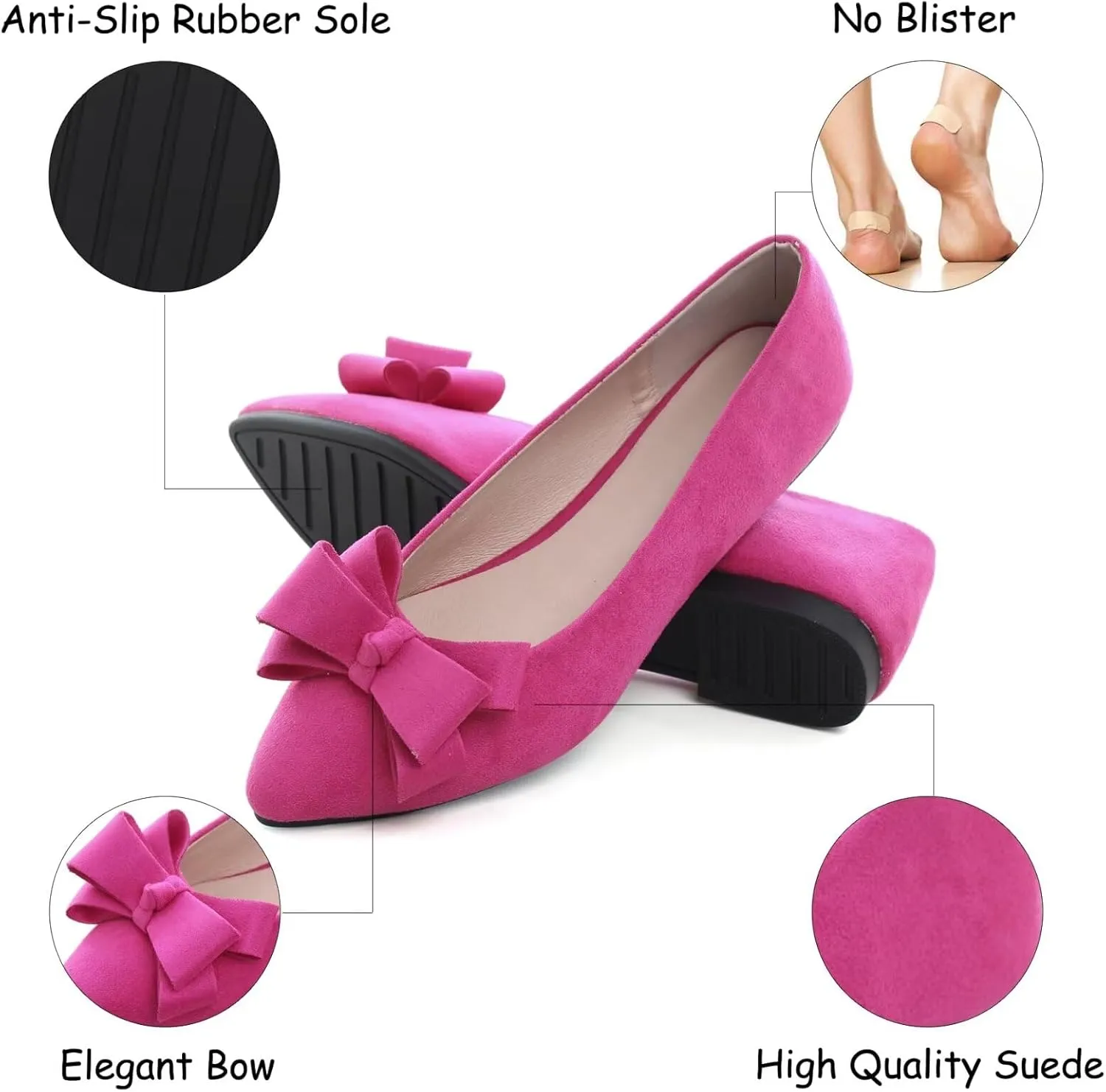 SAILING LU Womens Pointed Toe Ballet Flats Cute Bow-Knot Comfortable Loafers Formal Business Suede Slip On Dressy Walking Shoes