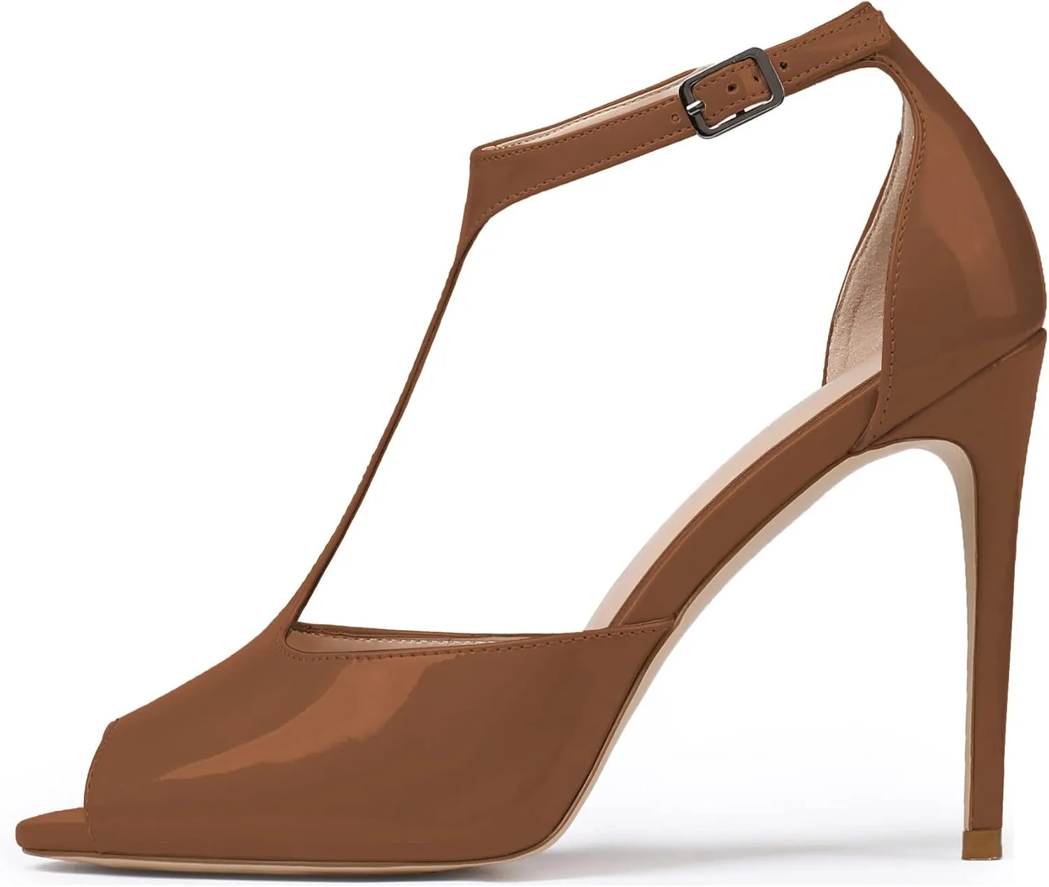 SAMMITOP Women's Peep Toe 10CM T-Strap Ankle Buckle High Heel Sandals
