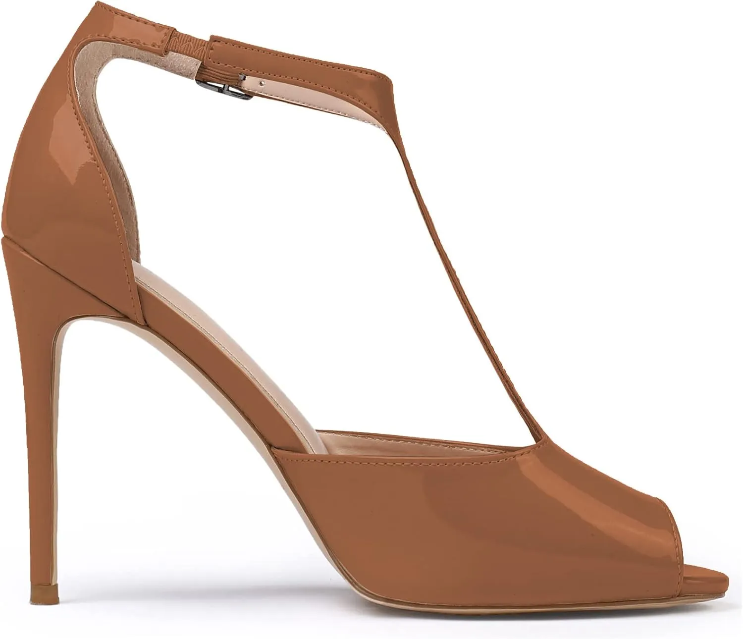 SAMMITOP Women's Peep Toe 10CM T-Strap Ankle Buckle High Heel Sandals