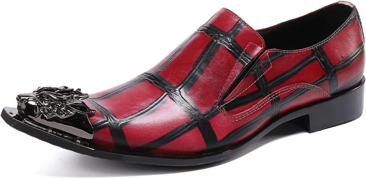 Santimon Men's Dress Shoes Comfortable Wedding Slip On Tuxedo Pointed Toe Formal Smoking Prom Loafers for Men