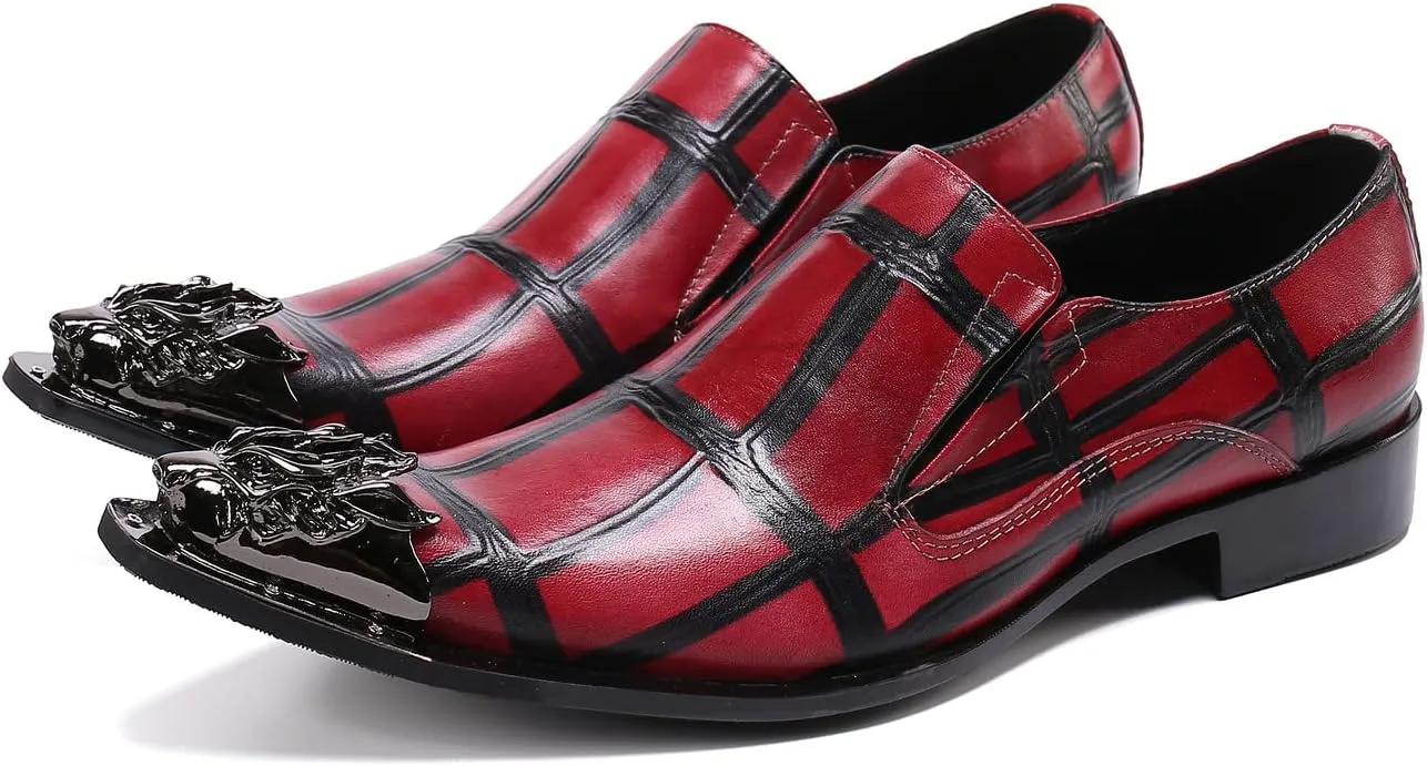 Santimon Men's Dress Shoes Comfortable Wedding Slip On Tuxedo Pointed Toe Formal Smoking Prom Loafers for Men
