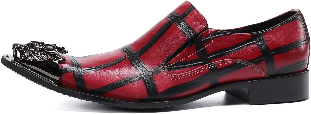 Santimon Men's Dress Shoes Comfortable Wedding Slip On Tuxedo Pointed Toe Formal Smoking Prom Loafers for Men