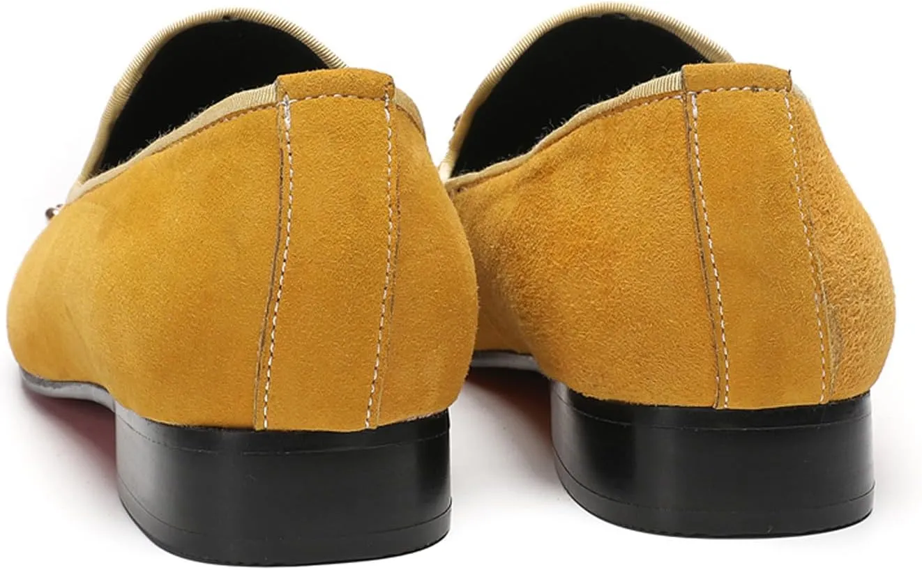 Santimon Mens Loafers Slip On Casual Wedding Dress Suede Penny Loafers Metal Studded Cap Toe Topaz Prom Glitter Smoking Shoes Fashion Ballroom Tuxedo Party Disco Tuxedo Western Mocasines for Men