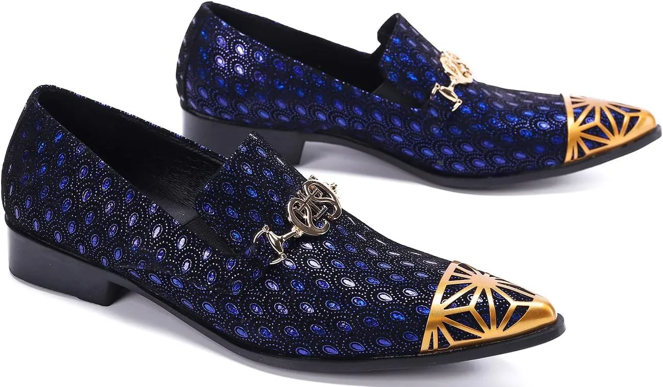Santimon Mens Luxury Loafers Velvet Sparkle Feather Designer Slip On Classic Tuxedo Golden Cap Formal Wedding Party Dress Shoes