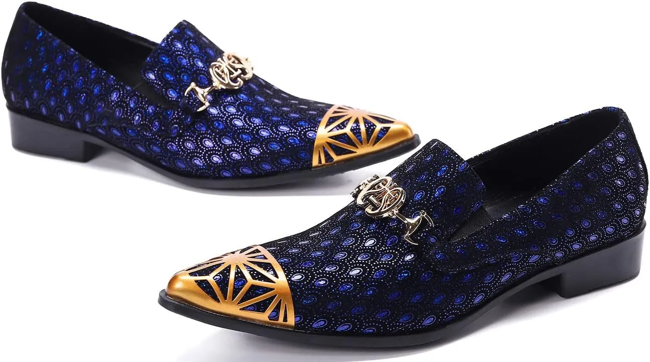 Santimon Mens Luxury Loafers Velvet Sparkle Feather Designer Slip On Classic Tuxedo Golden Cap Formal Wedding Party Dress Shoes