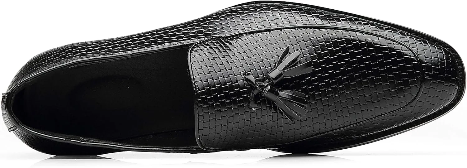 Santimon Men's Smoking Slipper Tassel Loafers Comfortable PU Leather Driving Boat Moccasins Casual Shoes