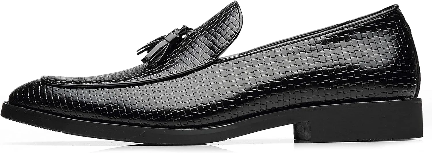 Santimon Men's Smoking Slipper Tassel Loafers Comfortable PU Leather Driving Boat Moccasins Casual Shoes