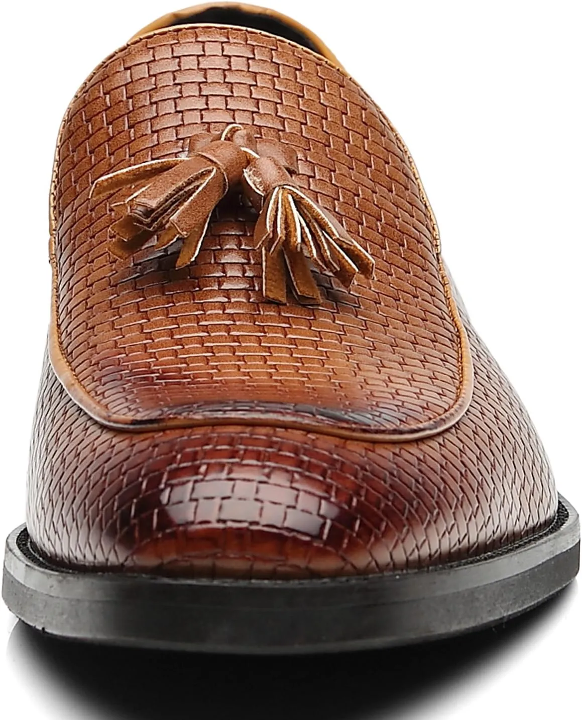 Santimon Men's Smoking Slipper Tassel Loafers Comfortable PU Leather Driving Boat Moccasins Casual Shoes