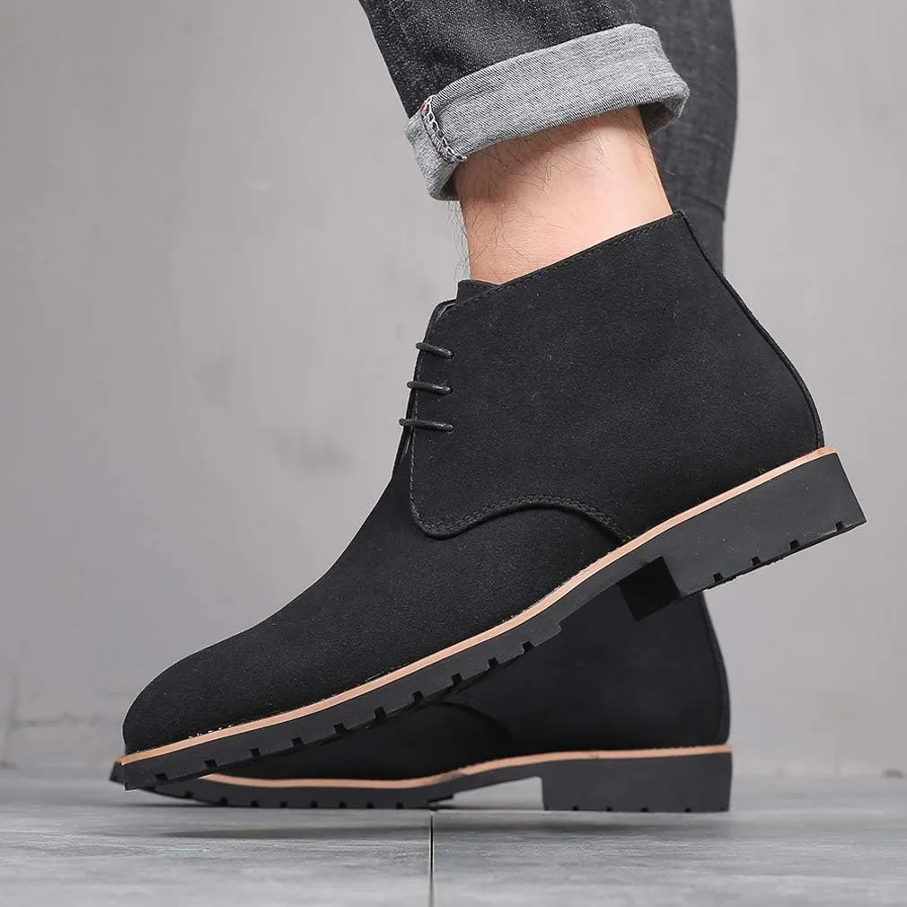 Santimon Men's Suede Leather Lace Up Oxfords Chukka Ankle Boots