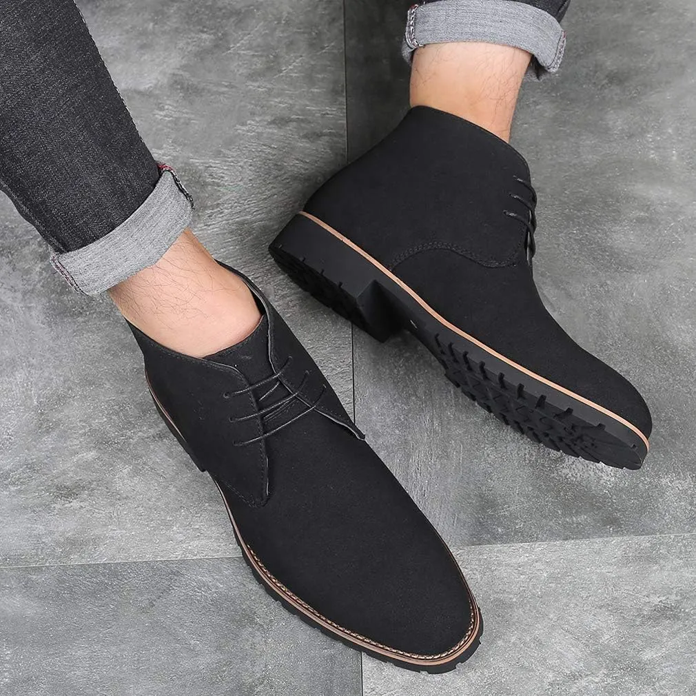 Santimon Men's Suede Leather Lace Up Oxfords Chukka Ankle Boots