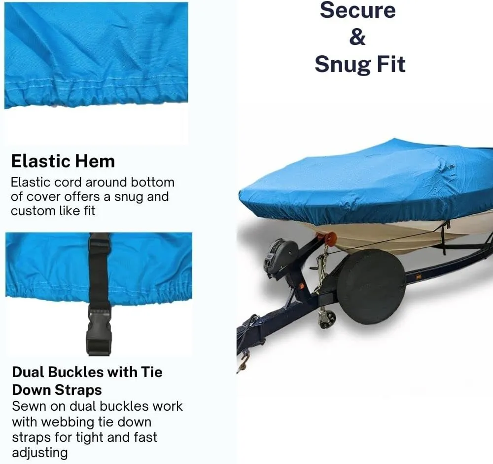 SavvyCraft Trailerable Deck Boat Cover, Heavy Duty 600D Waterproof Boat Cover for Deck Boat, Tri-Hull Boat 18'6"x96" Blue