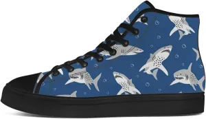 Shark Shoes High Top Canvas Sneakers Lace Up Casual Walking Shoes Gifts for Men Women