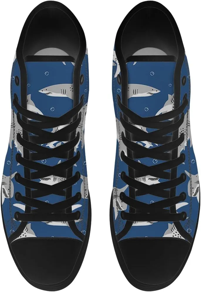 Shark Shoes High Top Canvas Sneakers Lace Up Casual Walking Shoes Gifts for Men Women