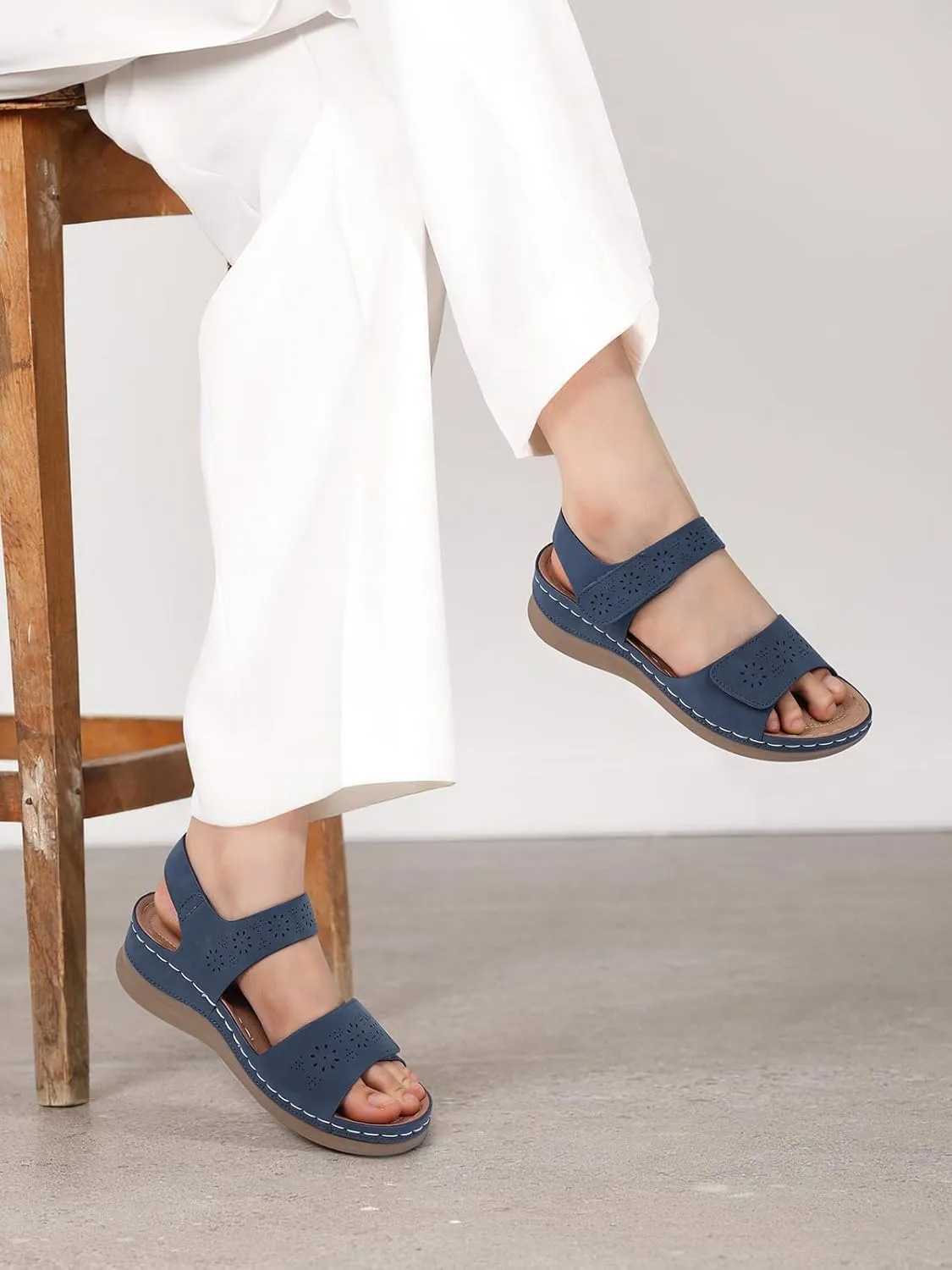 SHIBEVER Flat Sandals for Women Dressy: Comfortable Flats Sandals Women Open Toe Ankle Strap Walking Shoes Summer