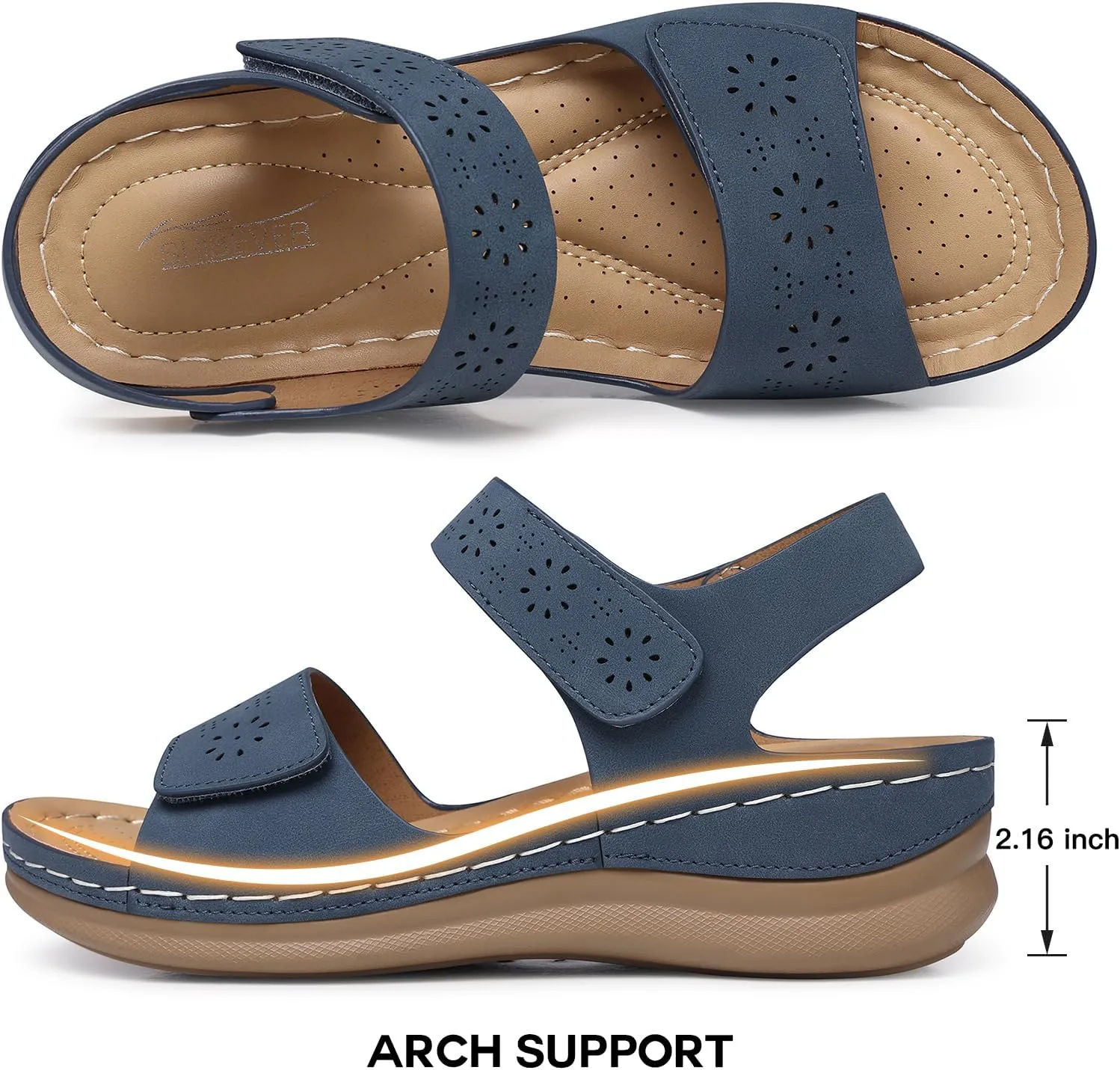 SHIBEVER Flat Sandals for Women Dressy: Comfortable Flats Sandals Women Open Toe Ankle Strap Walking Shoes Summer