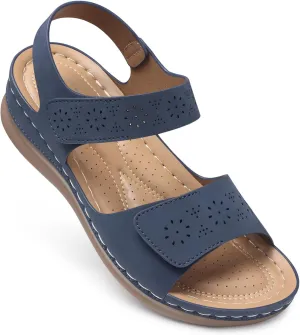 SHIBEVER Flat Sandals for Women Dressy: Comfortable Flats Sandals Women Open Toe Ankle Strap Walking Shoes Summer