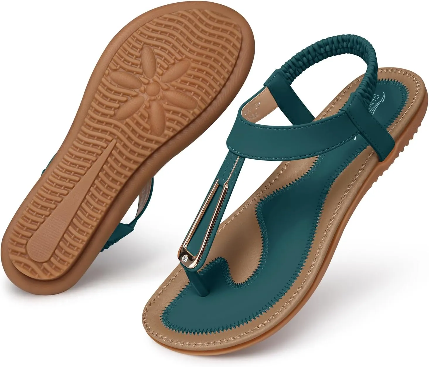 SHIBEVER Womens Sandals Summer Flat: Dressy Casual T-Strap Flip Flop Thong Flats Sandals - Comfortable Walking