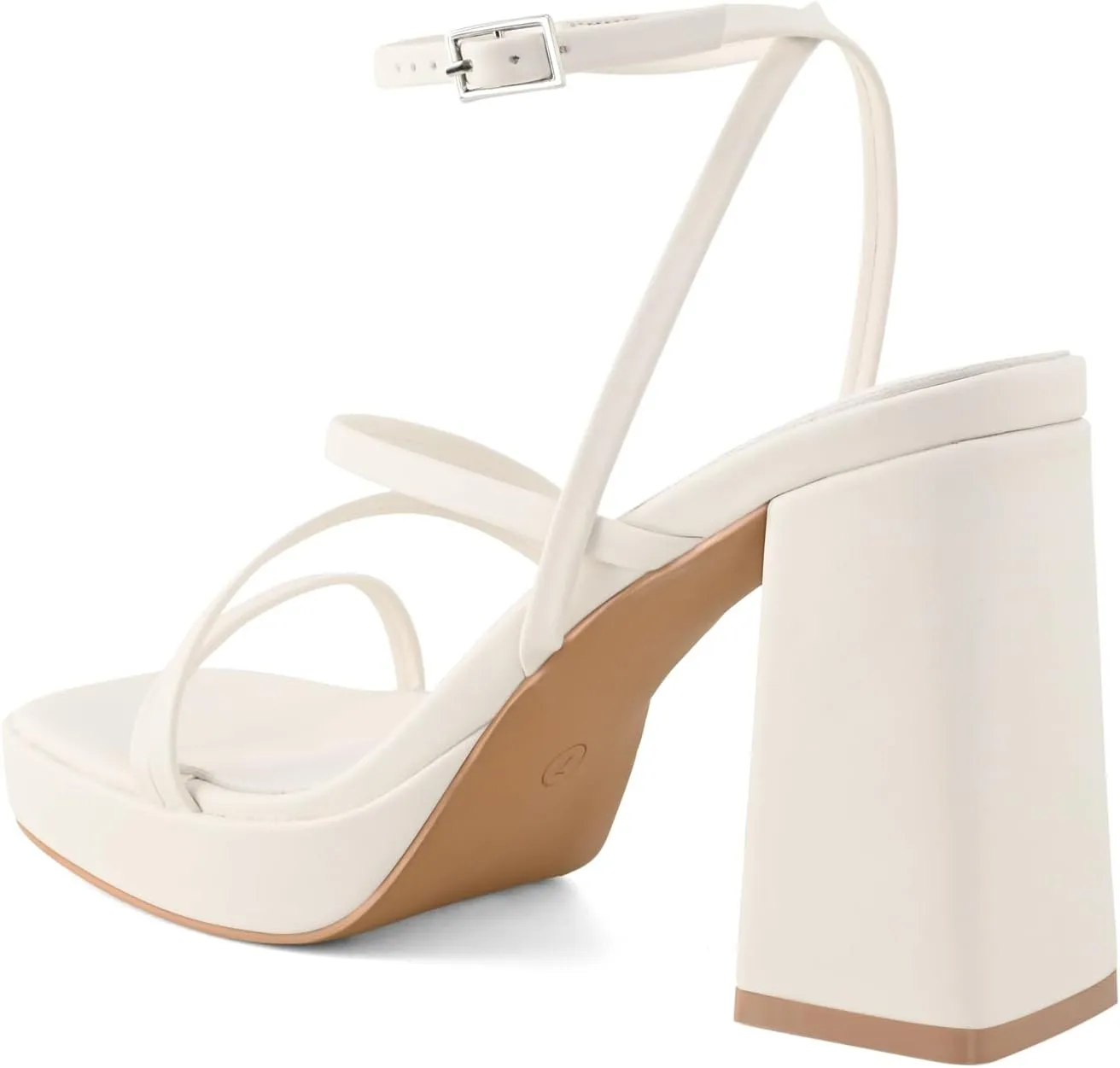 Shoe'N Tale Platform Heels for Women Strappy Block Chunky Heels Square Toe Ankle Buckle Sandals