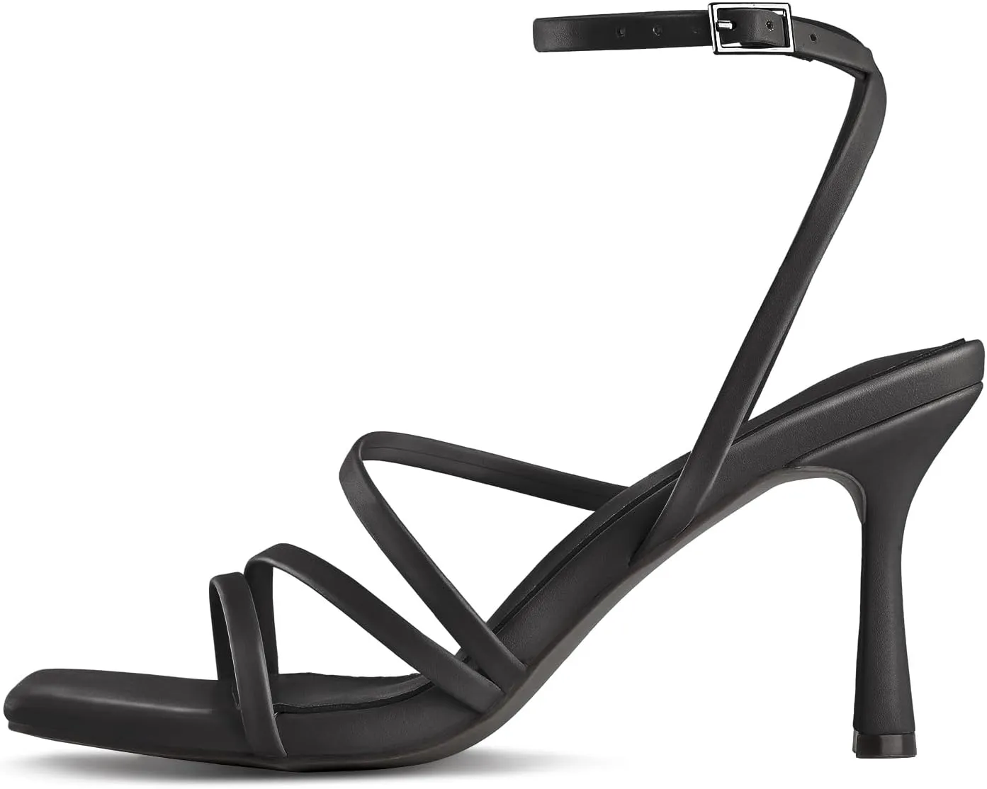 Shoe'N Tale Women's Strappy Heels Stilettos Sandals High Heel Ankle Buckle Square Toe Dress Shoes