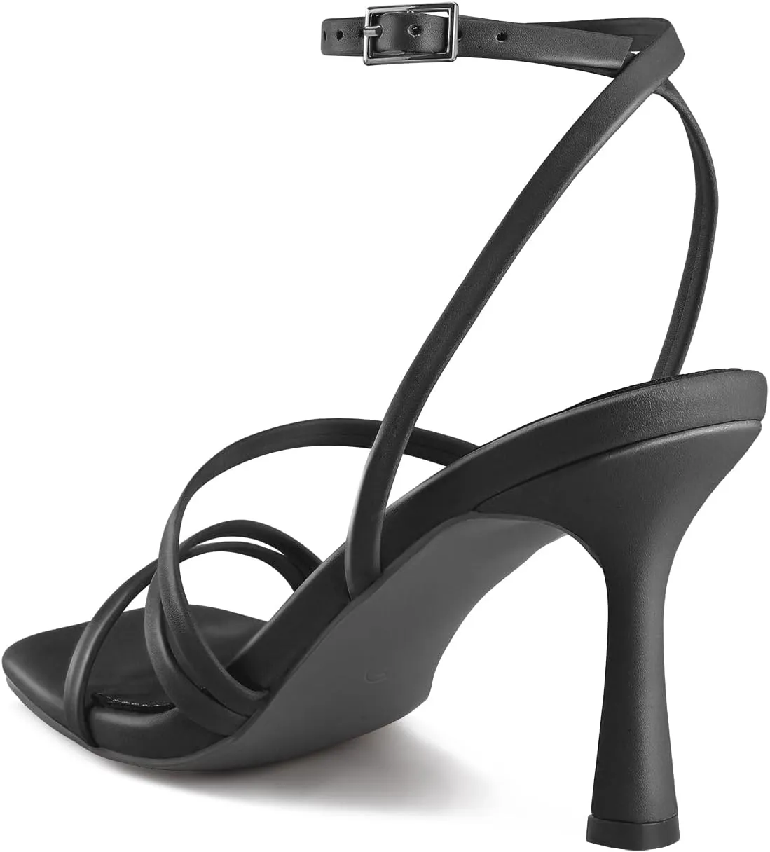 Shoe'N Tale Women's Strappy Heels Stilettos Sandals High Heel Ankle Buckle Square Toe Dress Shoes