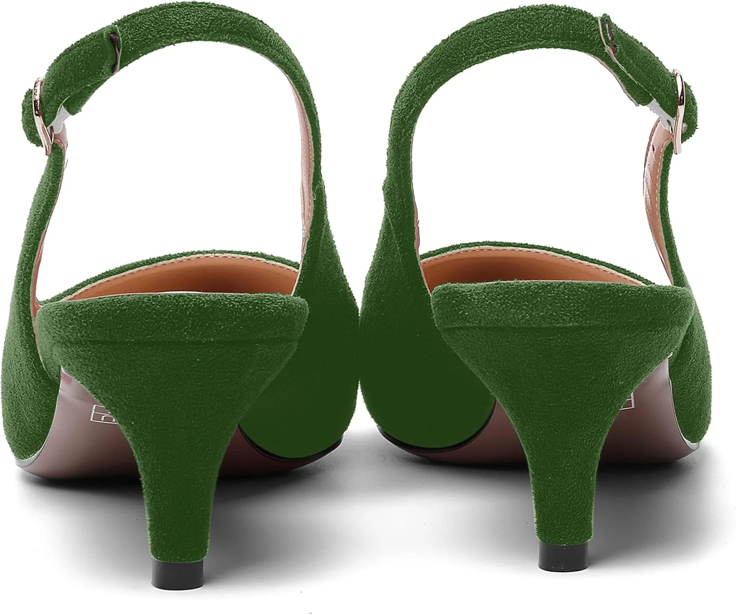 SHOWFOREST Womens Pointed Toe Sexy Suede Buckle Solid Slingback Wedding Kitten Low Heel Pumps Shoes 2 Inch
