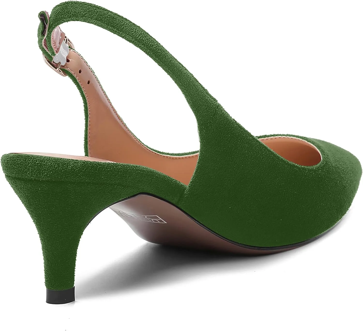 SHOWFOREST Womens Pointed Toe Sexy Suede Buckle Solid Slingback Wedding Kitten Low Heel Pumps Shoes 2 Inch