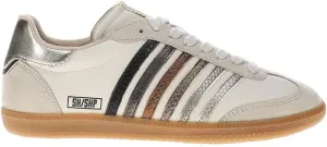 Shu Shop Womens Stevie Metallic Lace Up Sneakers Shoes Casual - Off White