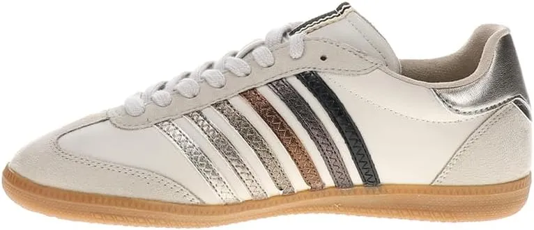 Shu Shop Womens Stevie Metallic Lace Up Sneakers Shoes Casual - Off White